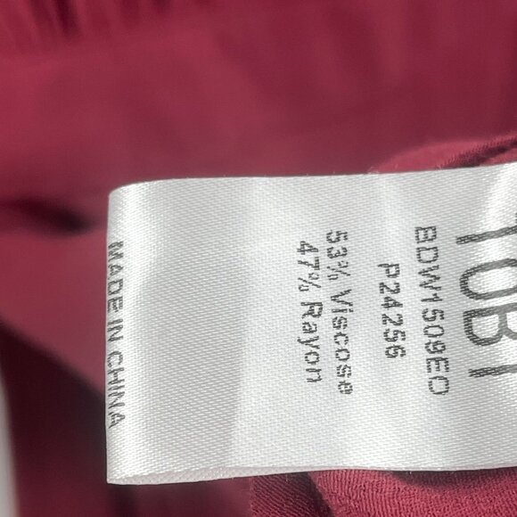 Tobi Button Up Shirt Dress Long Sleeve Collared Faux Wrap Draped Burgundy - Picture 9 of 9